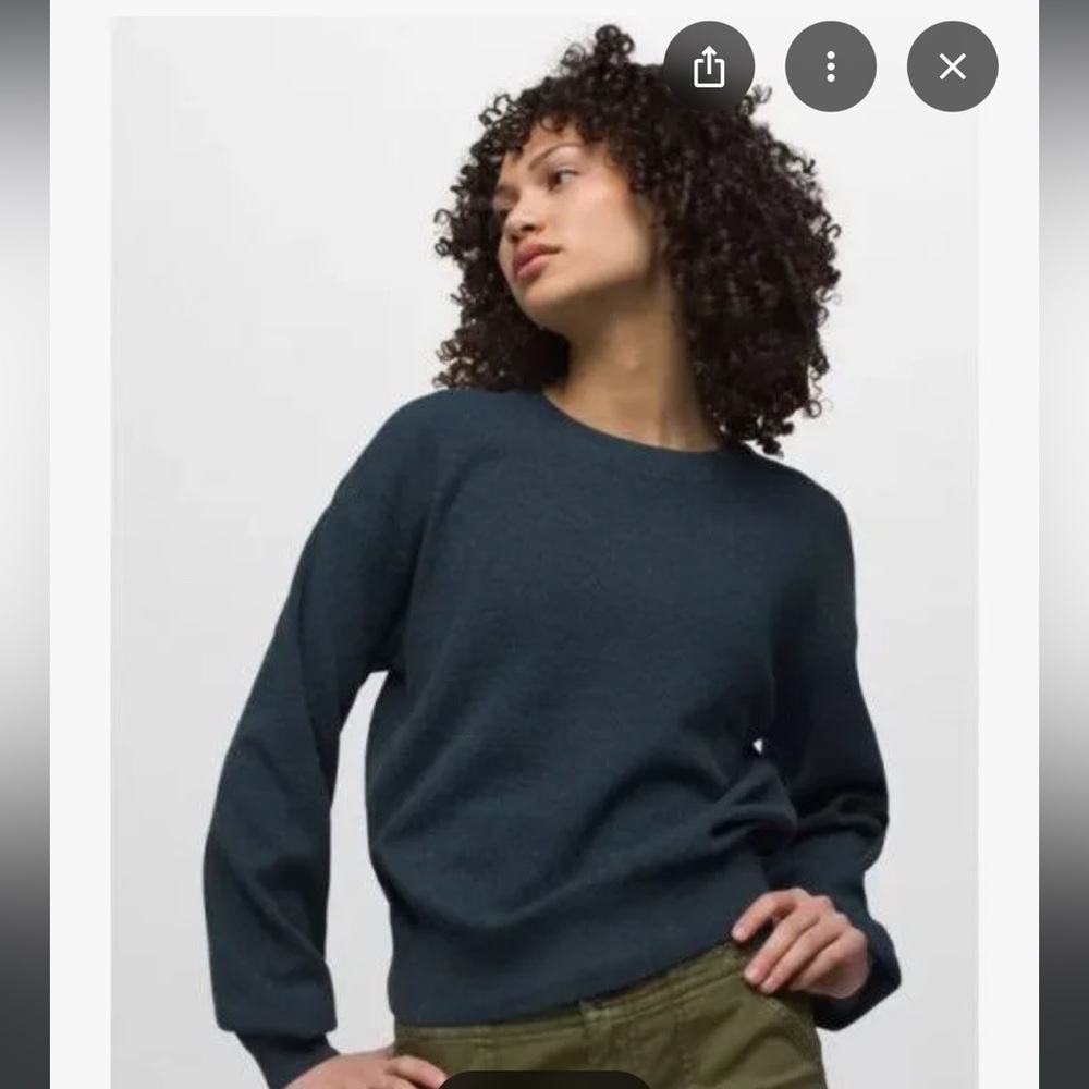 Prana Milani Crew Neck Sweatshirt, Women’s Small, Dark Sky (dark blue)